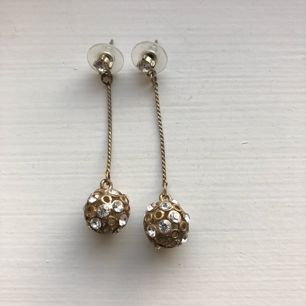 Stunning vintage gold & diamond drop ball earrings - Picture 7 of 7
